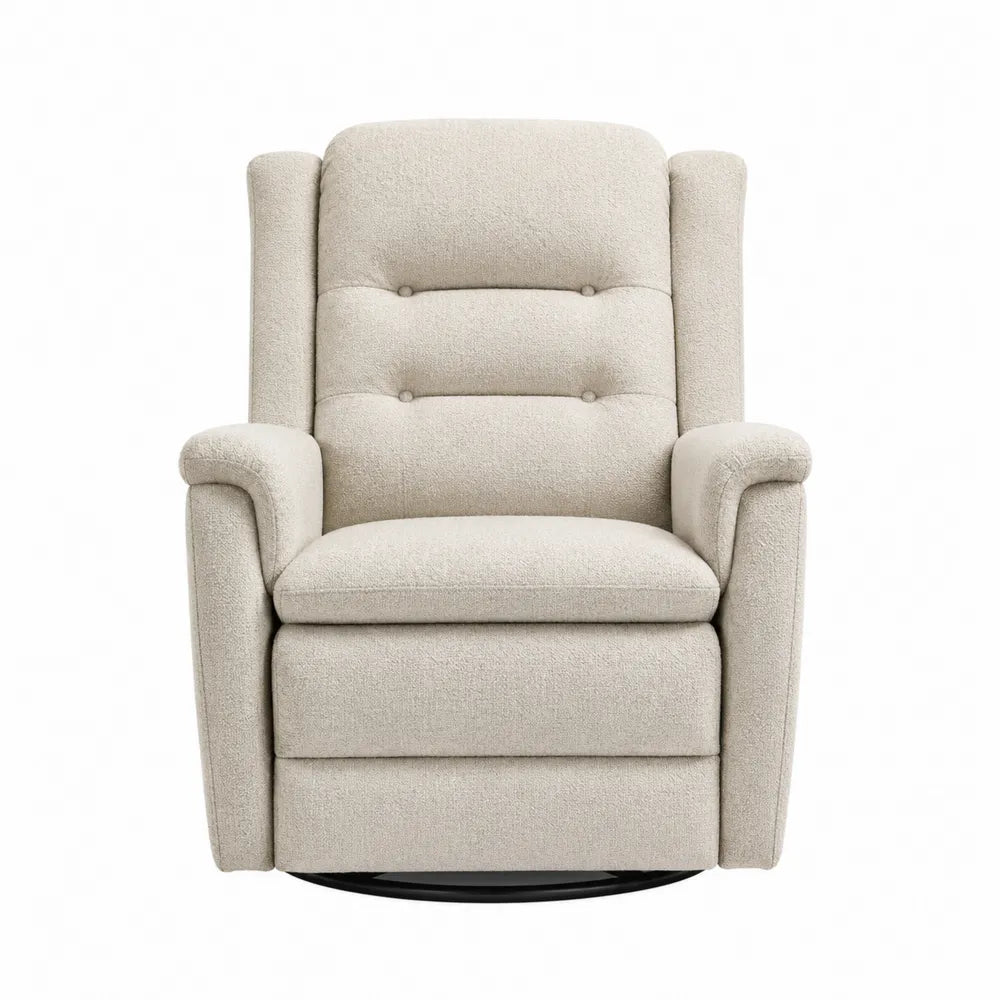 Sillón Reclinable Beige de Tela de Poliéster con Función Giratoria