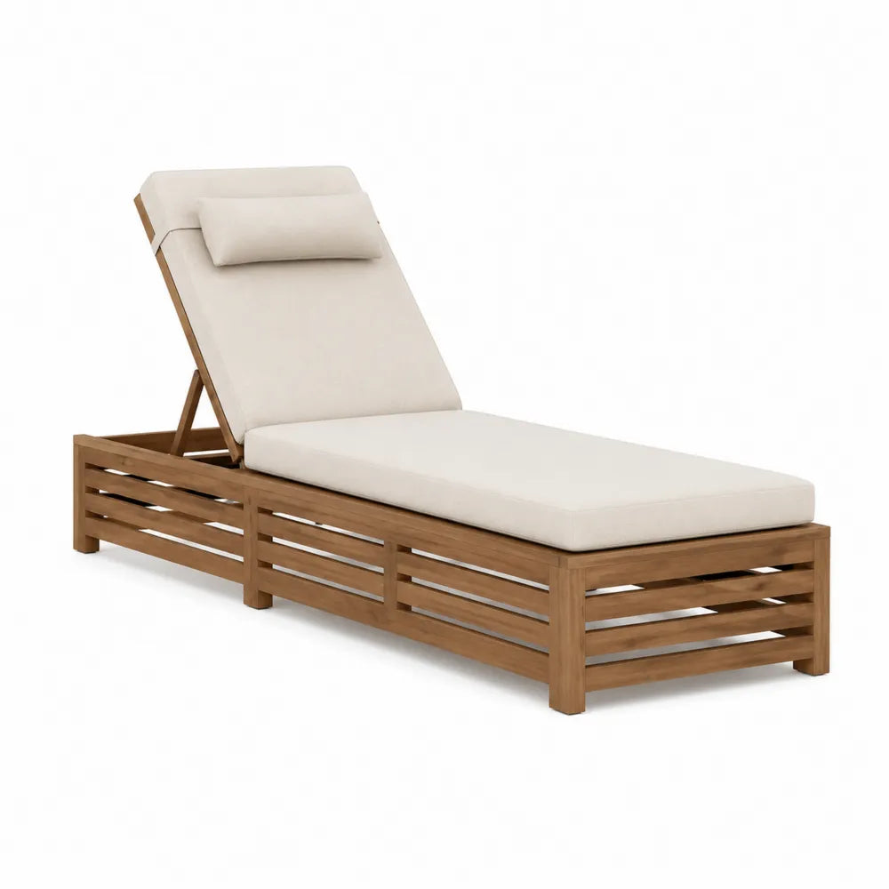 Tumbona de madera de acacia con cojín ajustable
