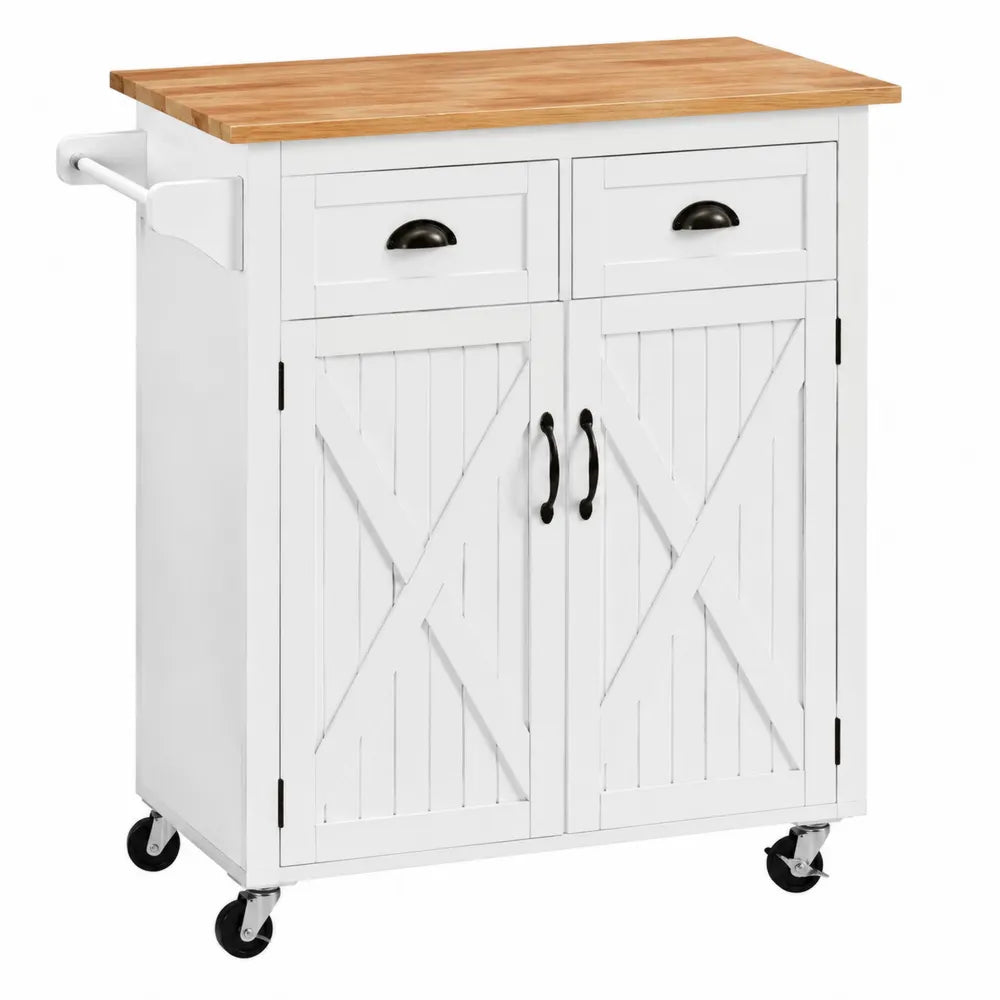 Carrito de cocina de madera y MDF con ruedas y cajones