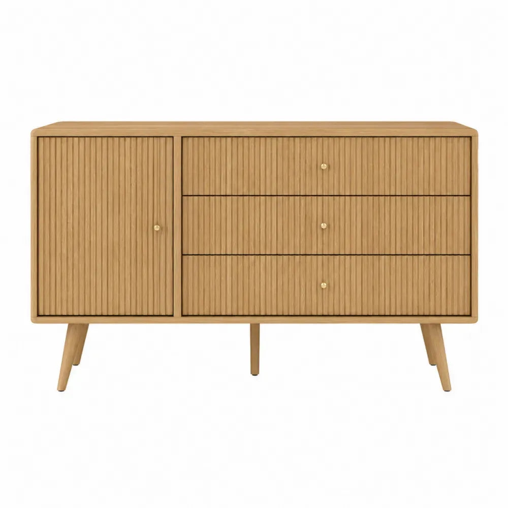 Cómoda de madera con 3 cajones y 1 puerta, 120x40x80 cm