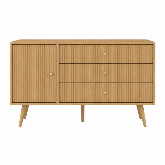 Cómoda de madera con 3 cajones y 1 puerta, 120x40x80 cm