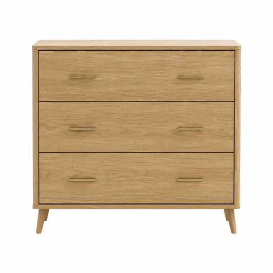 Cajonera de Madera de Roble con 3 Cajones, 80x40x90 cm