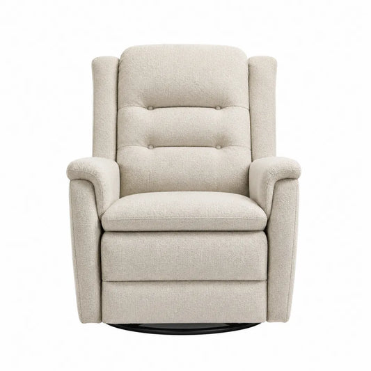 Sillón Reclinable Beige de Tela de Poliéster con Función Giratoria