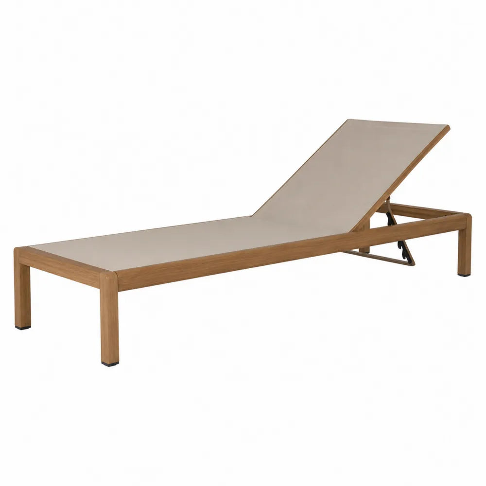 Tumbona de madera de teca y textilene ajustable color beige