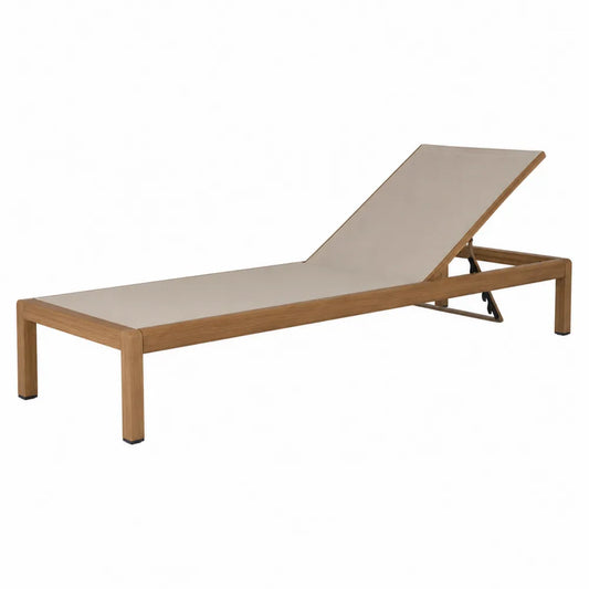 Tumbona de madera de teca y textilene ajustable color beige